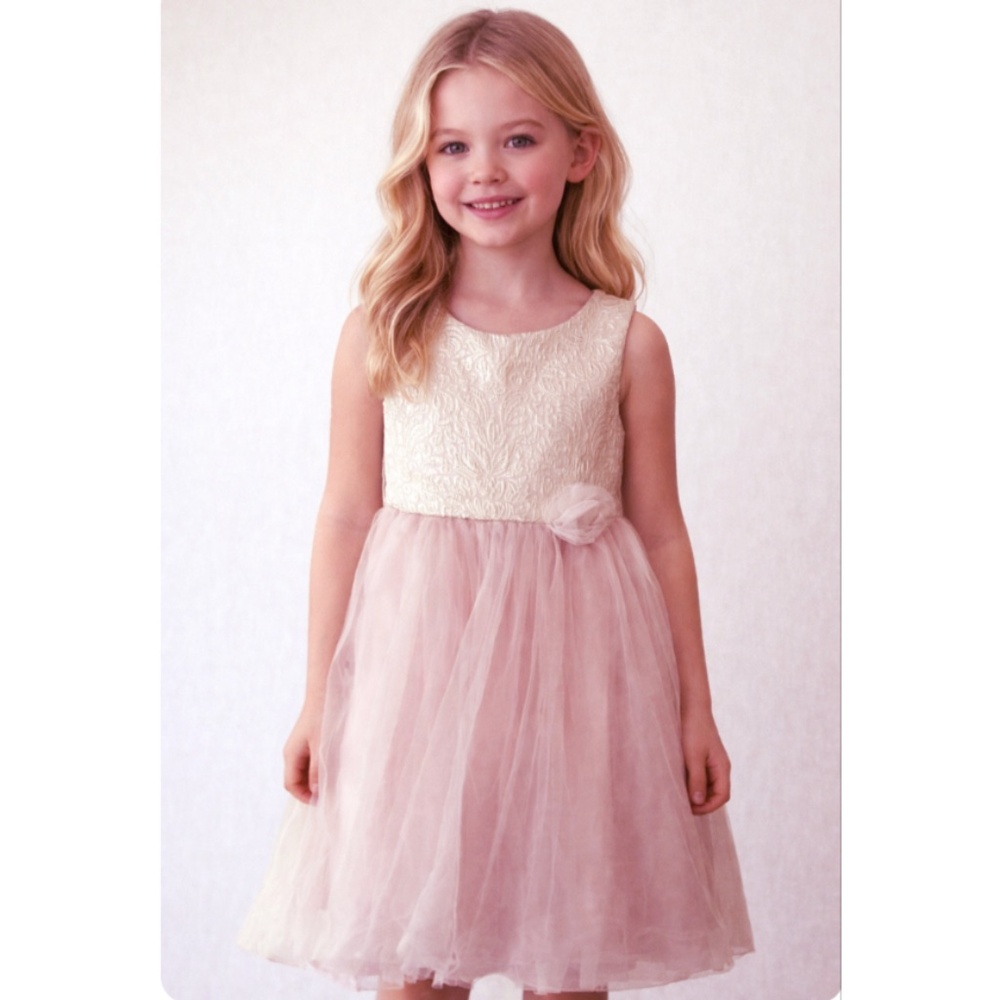 MARMELLATA GIRL'S PINK AND GOLD CHIFFON PARTY DRESS SIZE 6X